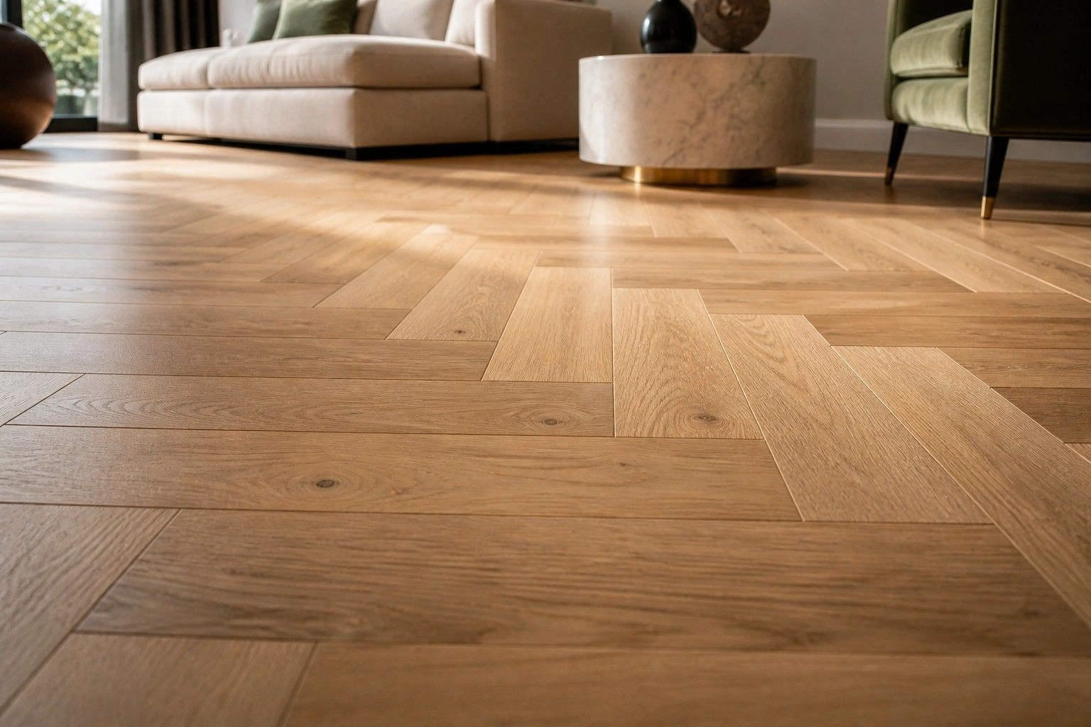 Lantai parquet engineered kayu asli